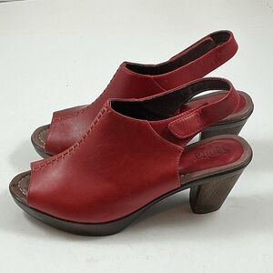 Sanita Bliss Bali Heel Red Size 39 - 8.5 Peep Toe Sandals Shoes
